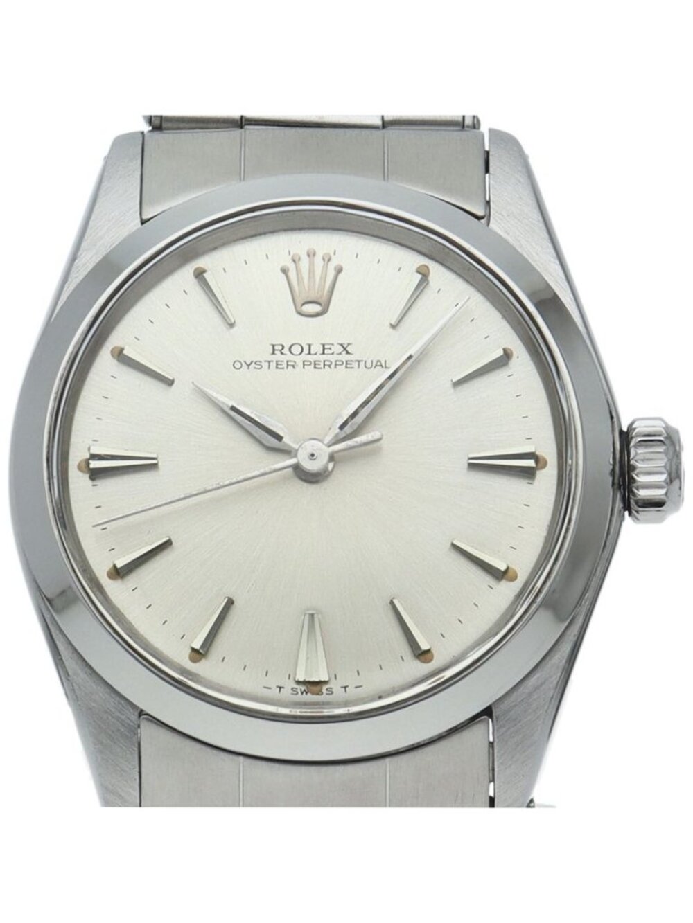 Rolex Oyster Perpetual Date Antique SS Watch Silver